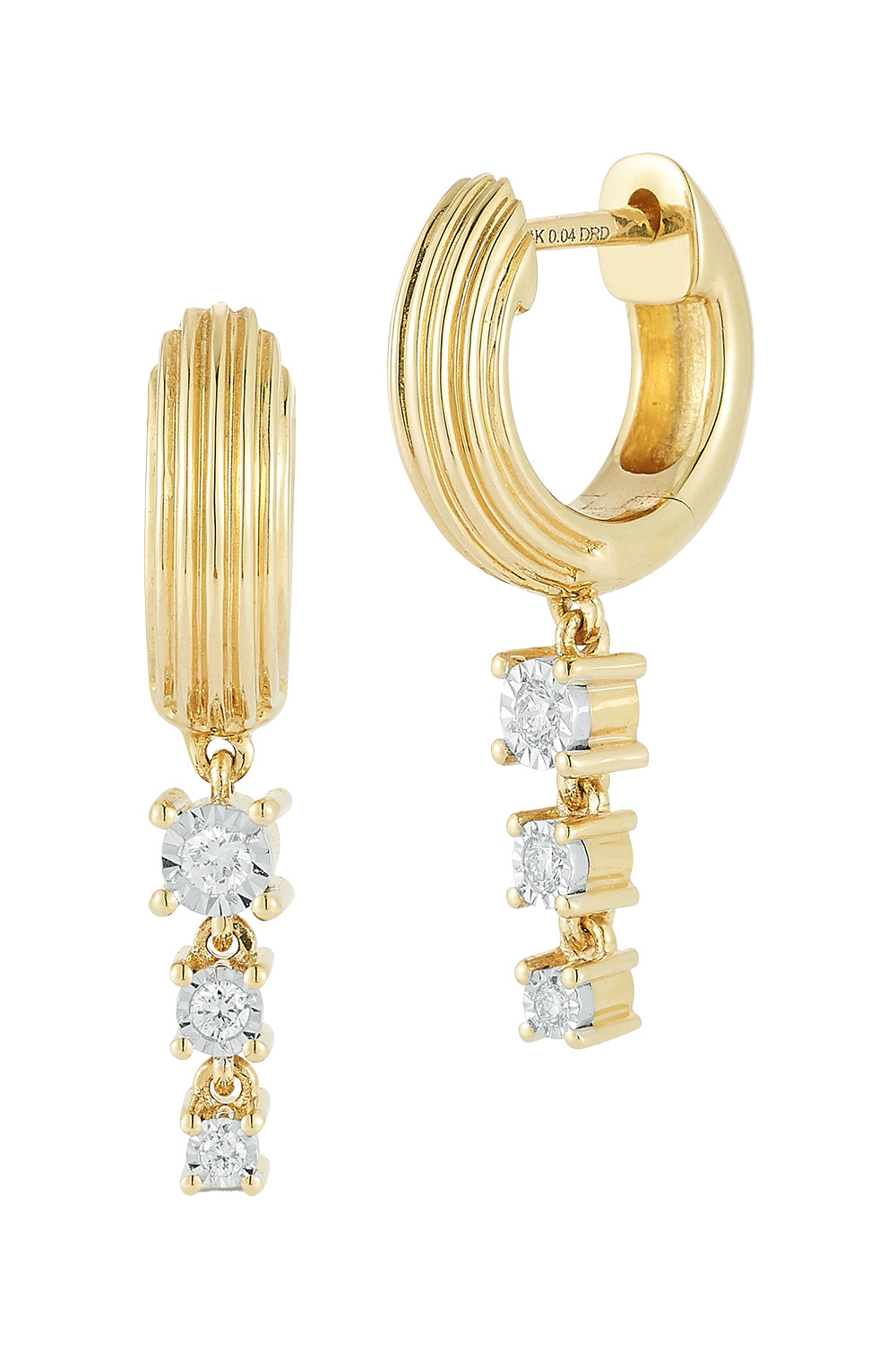 Diamond Ava Bea Trio Drop Huggie Earrings