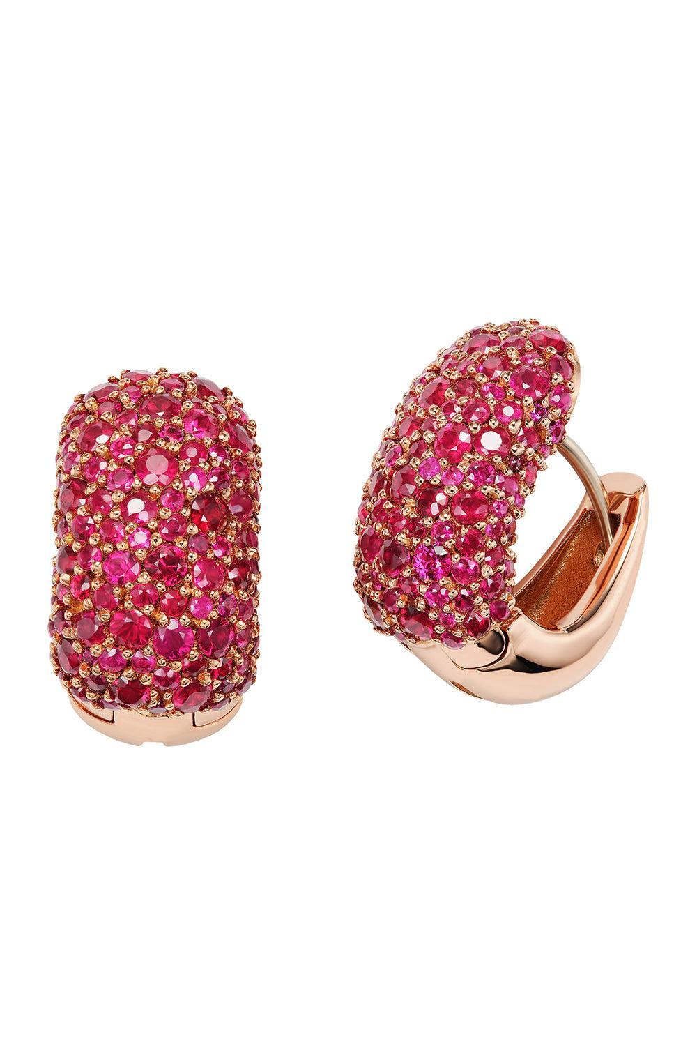 Ruby Stoned Dome Base Earrings-ROSE GOLD-JEWELRYFINE JEWELEARRING-MARLA AARON