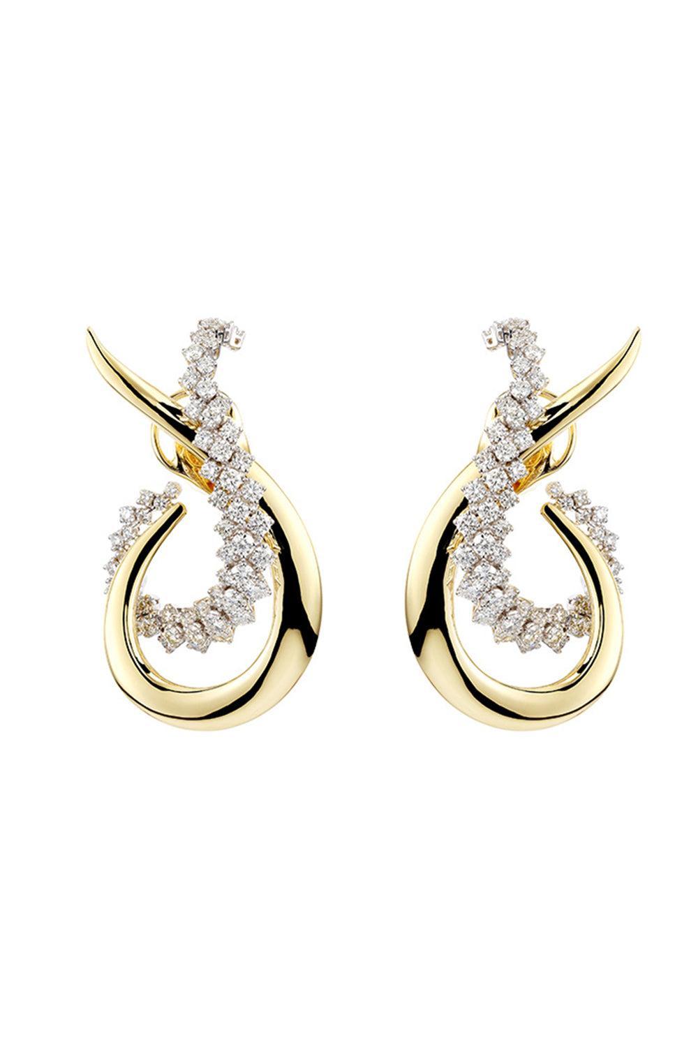 Diamond Golden Strada Drop Earrings-YELLOW GOLD-JEWELRYFINE JEWELEARRING-YEPREM JEWELLERY