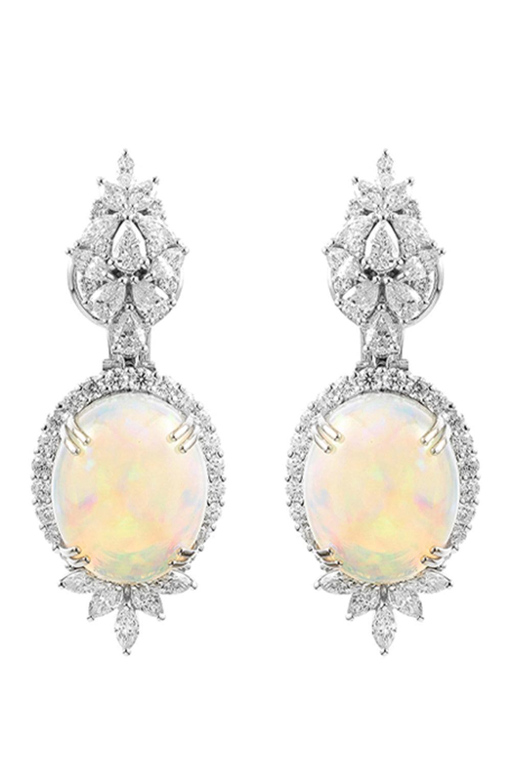 Opal Marquise Diamond Drop Reign Earrings-WHITE GOLD-JEWELRYFINE JEWELEARRING-YEPREM JEWELLERY