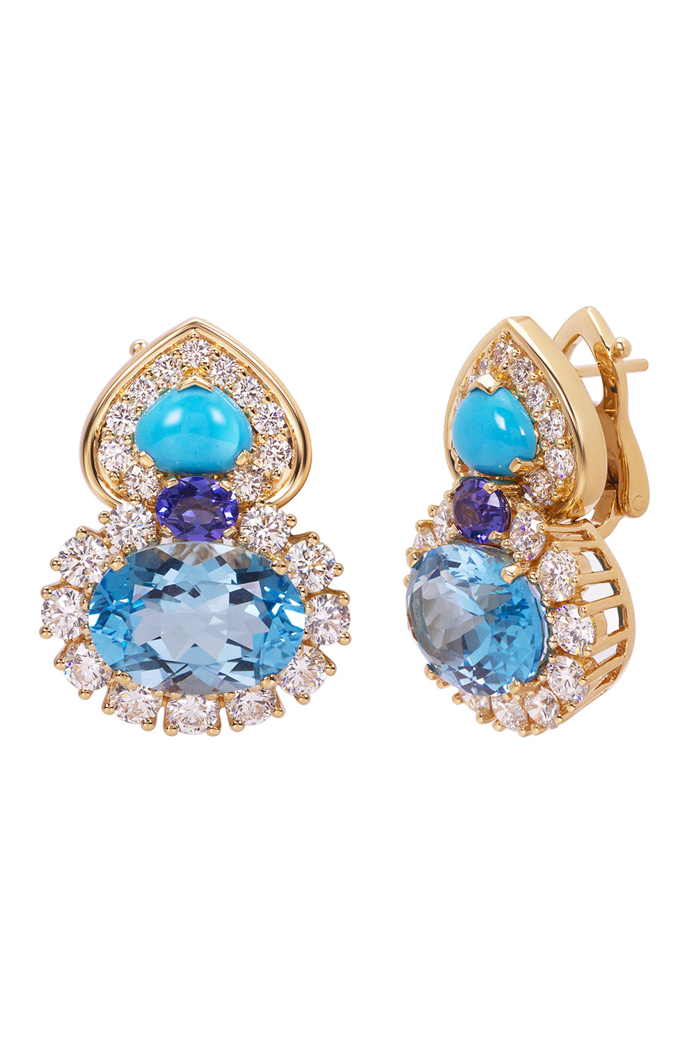 Blue Topaz Diamond Turquoise Gina Earrings