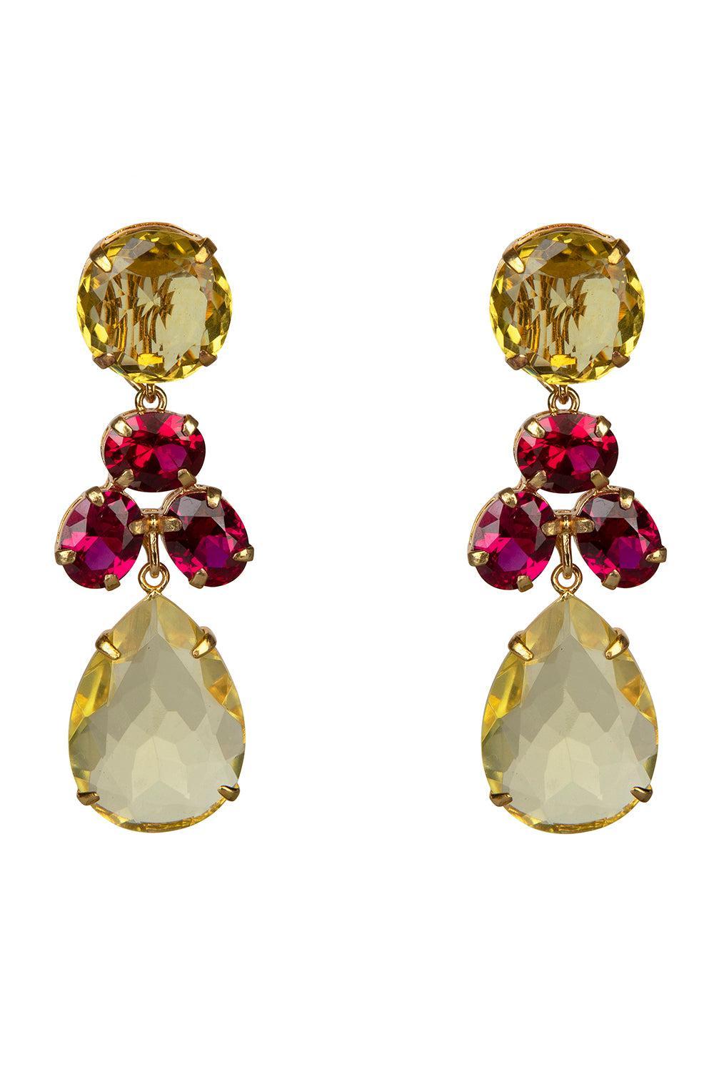 Lemon Fuchsia Quartz Dione Earrings-YELLOW-JEWELRYBOUTIQUEEARRING-BOUNKIT JEWELRY