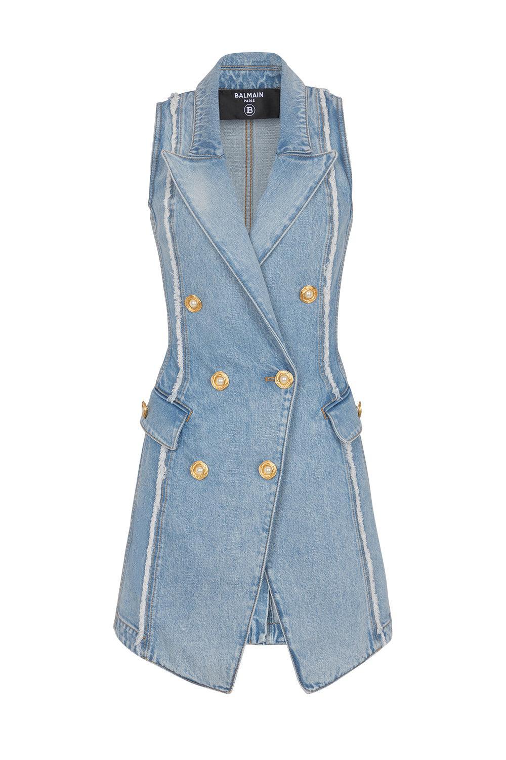 Raw Edge Denim Short Dress