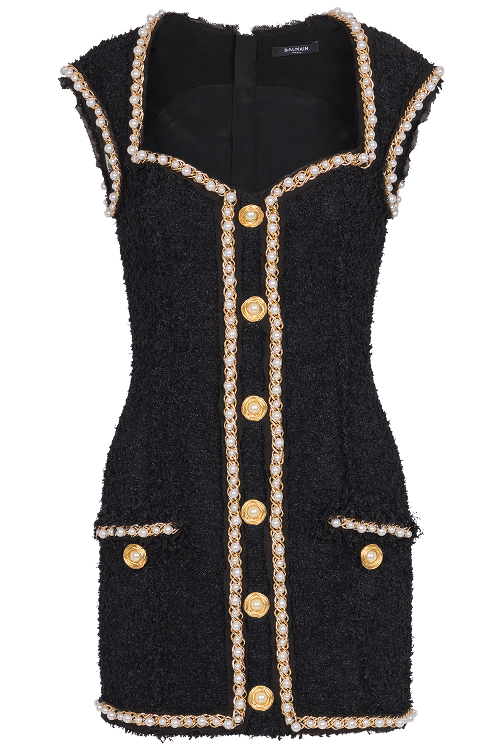 Open Neck Chain Detail Dress-NOIBLNC-36-CLOTHINGDRESSCASUAL-BALMAIN