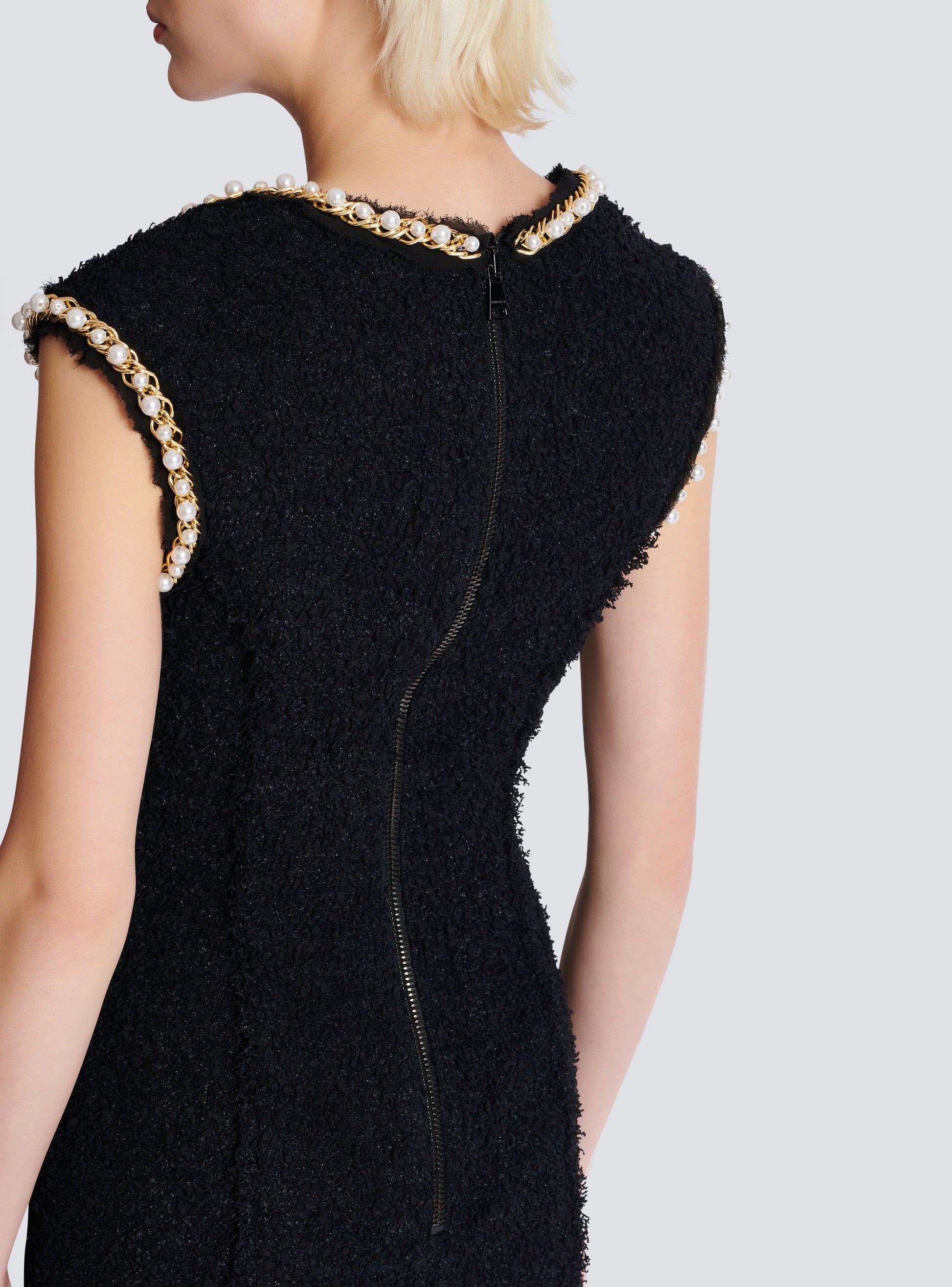 Open Neck Chain Detail Dress-NOIBLNC-36-CLOTHINGDRESSCASUAL-BALMAIN