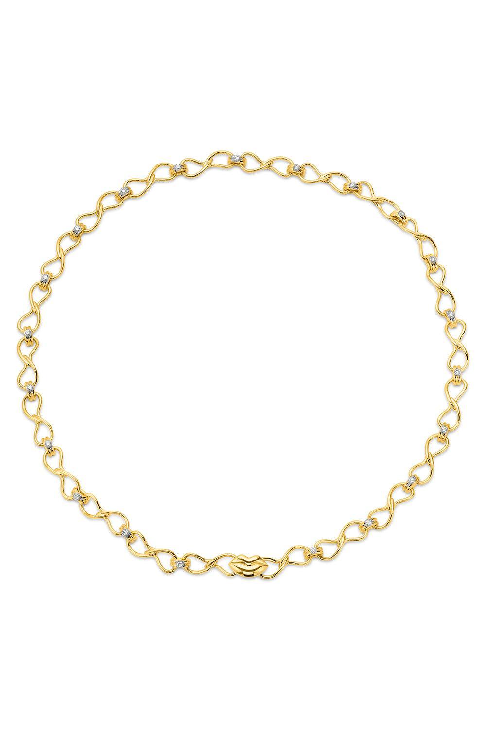 Diamond Interlocking Chain Necklace-YELLOW GOLD-18-JEWELRYFINE JEWELNECKLACE O-EDINA KISS