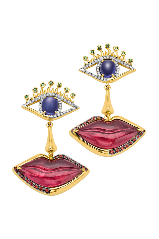 Eye, Nose, Lips Drop Earrings