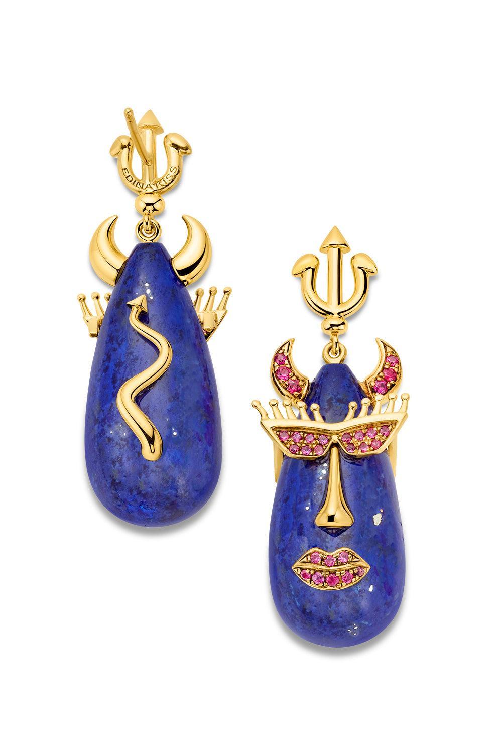 Lapis Devil Drop Earrings-YELLOW GOLD-JEWELRYFINE JEWELEARRING-EDINA KISS