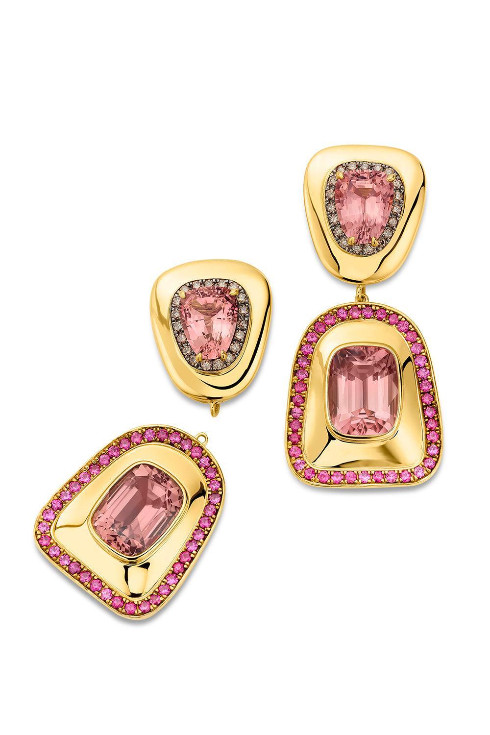 Pink Tourmaline Drop Earrings-YELLOW GOLD-JEWELRYFINE JEWELEARRING-EDINA KISS