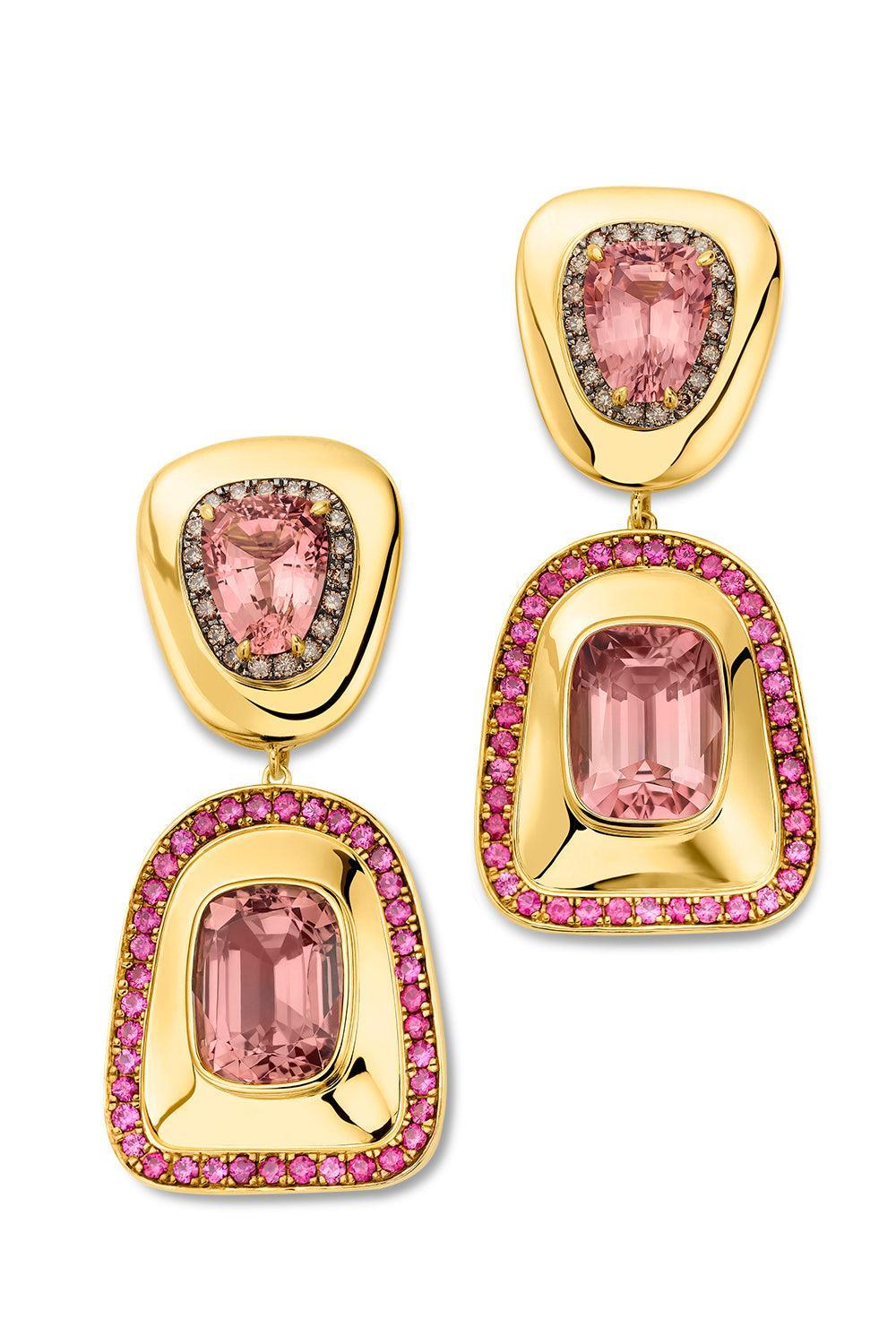 Pink Tourmaline Drop Earrings-YELLOW GOLD-JEWELRYFINE JEWELEARRING-EDINA KISS
