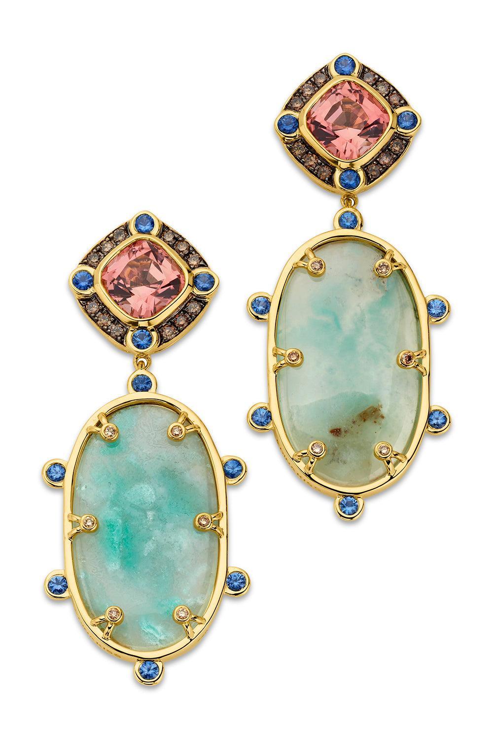 Pink Tourmaline Opal Drop Earrings-YELLOW GOLD-JEWELRYFINE JEWELEARRING-EDINA KISS