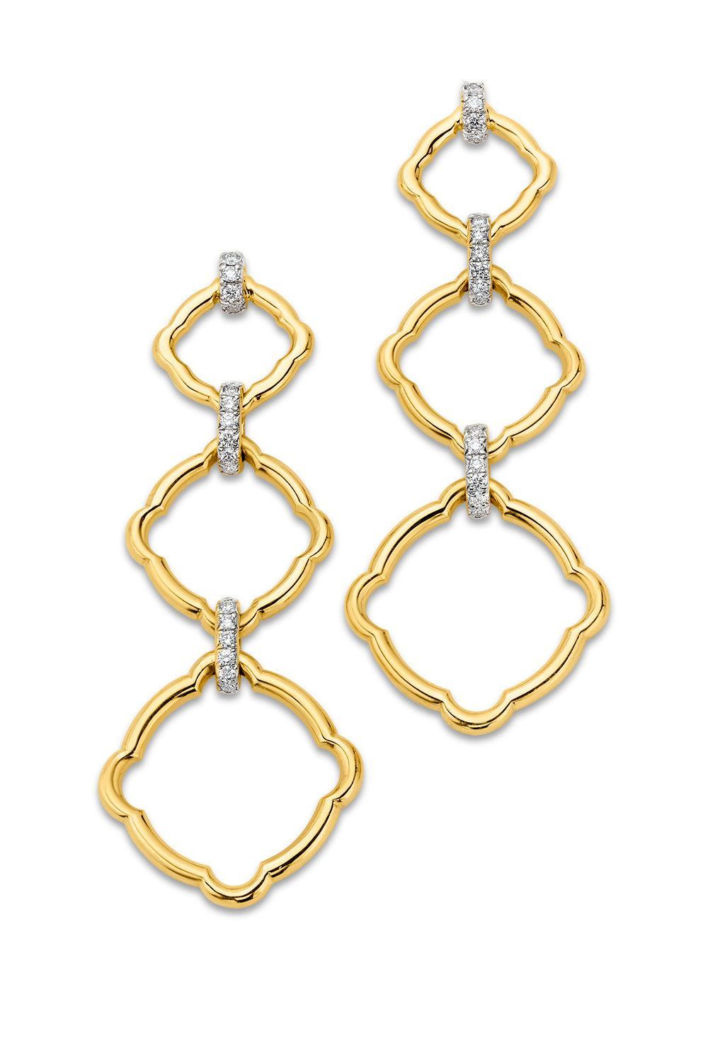 Diamond Mosaic Motif Earrings-YELLOW GOLD-JEWELRYFINE JEWELEARRING-EDINA KISS