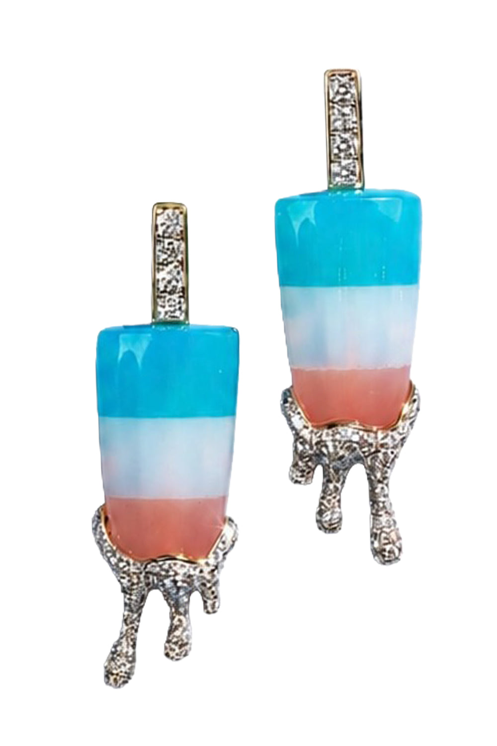 Diamond Opal Agate Drip Popsicle Earrings