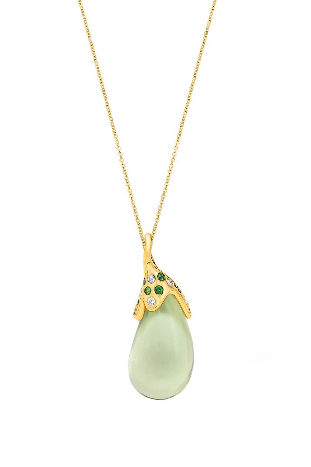 Green Quartz Drop Necklace-YELLOW GOLD-18-JEWELRYFINE JEWELNECKLACE O-EDINA KISS