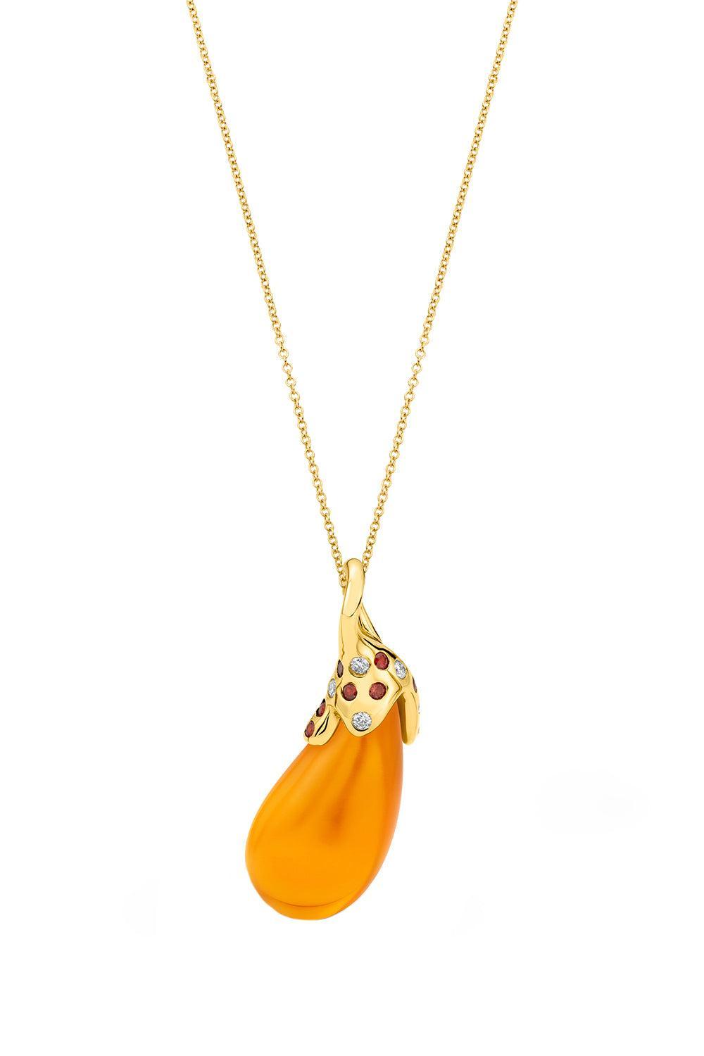 Fire Opal Drop Necklace-YELLOW GOLD-18-JEWELRYFINE JEWELNECKLACE O-EDINA KISS