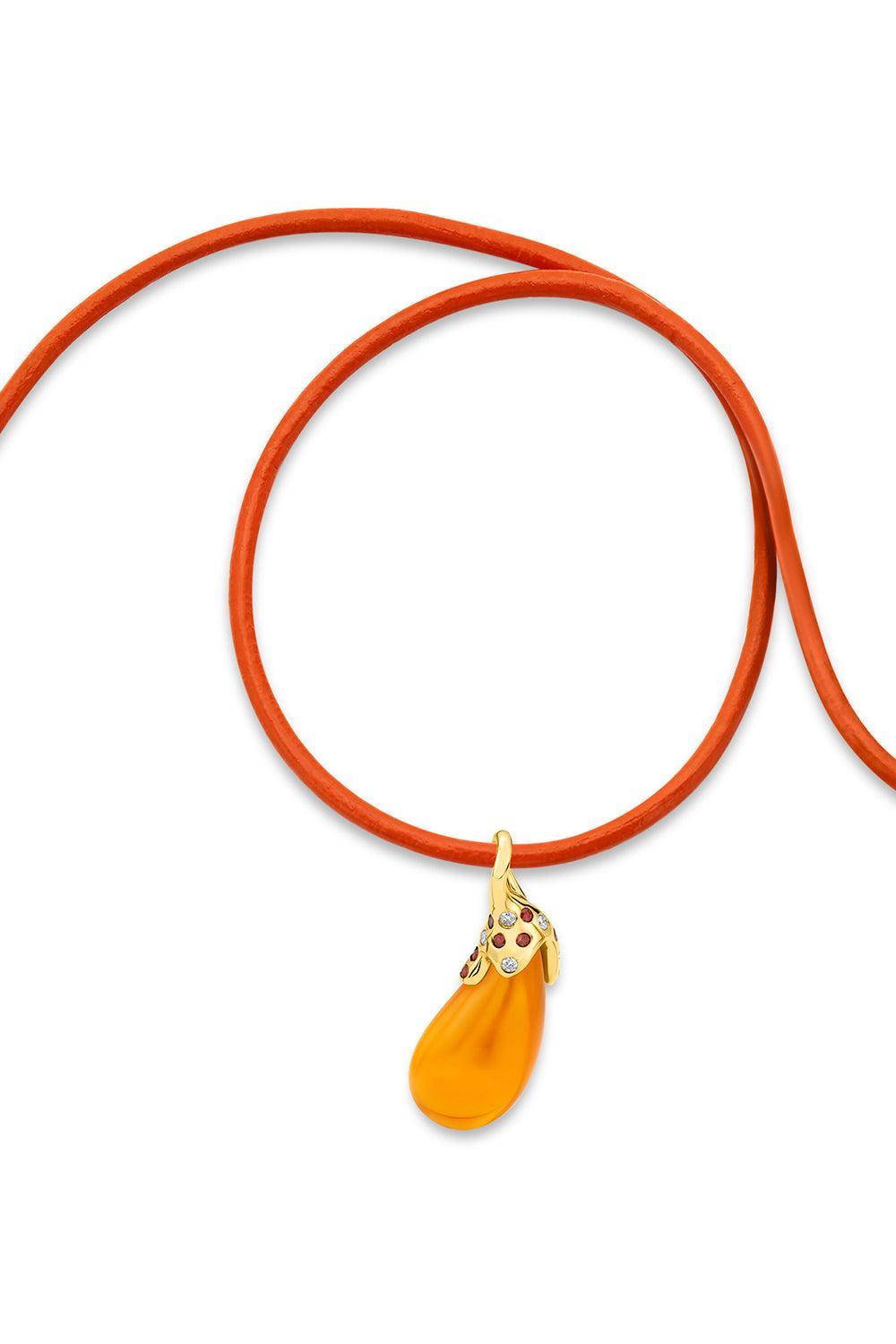 Fire Opal Drop Necklace-YELLOW GOLD-18-JEWELRYFINE JEWELNECKLACE O-EDINA KISS