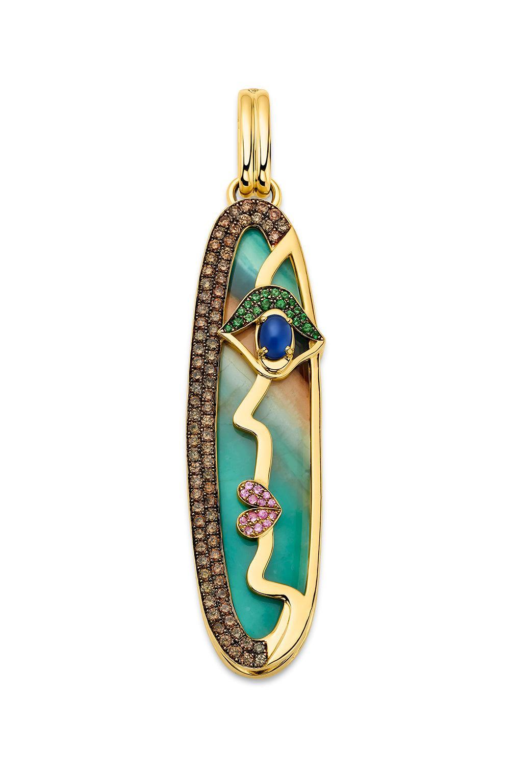 Opal Oval Half Face Pendant-YELLOW GOLD-JEWELRYFINE JEWELPENDANT-EDINA KISS