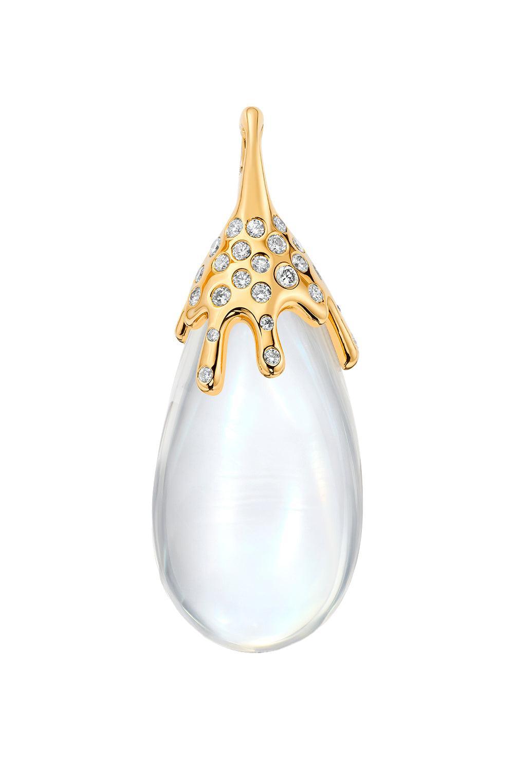 Crystal Quartz Diamond Dripping Pendant-YELLOW GOLD-JEWELRYFINE JEWELPENDANT-EDINA KISS