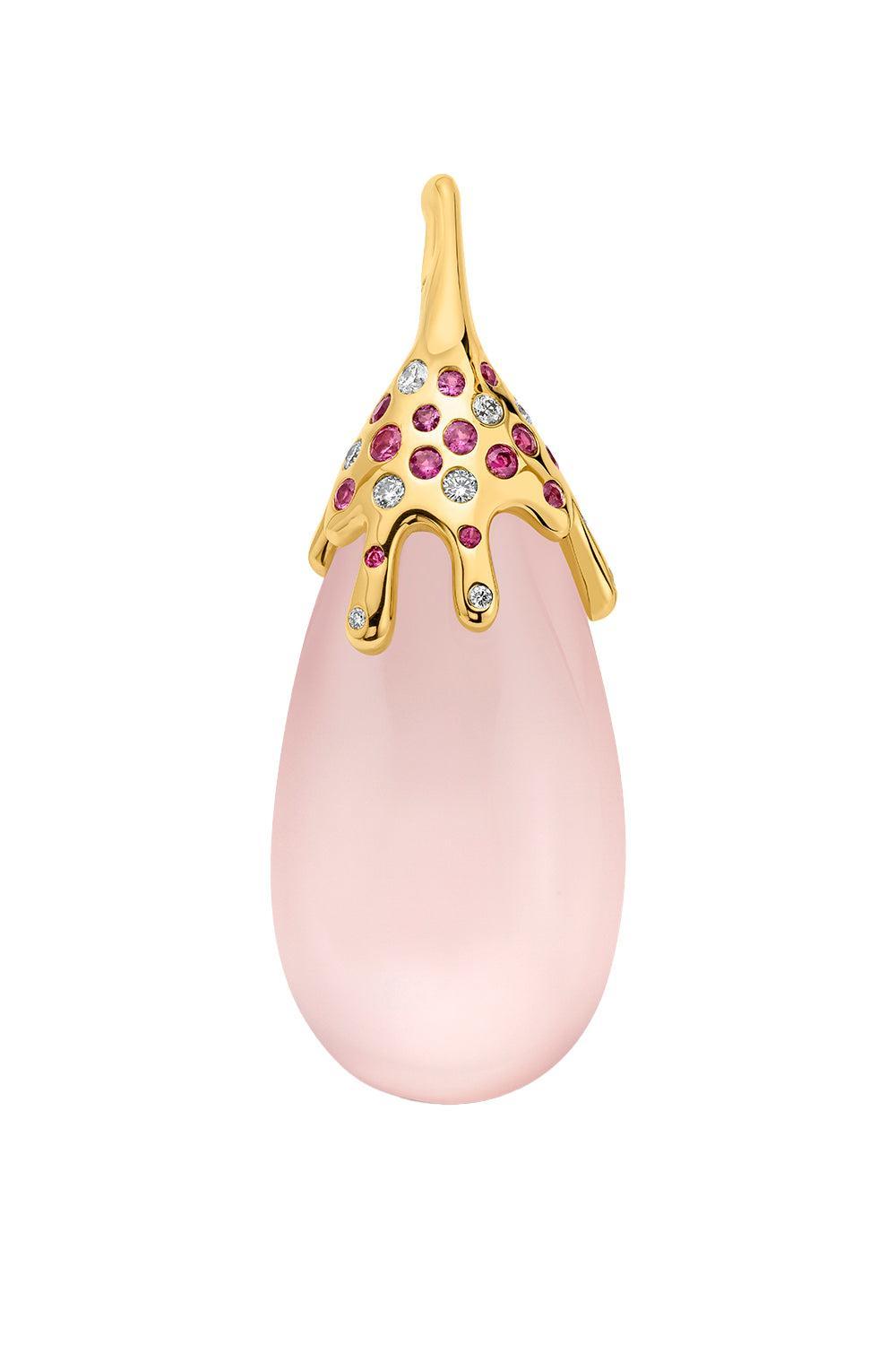 Pink Quartz Dripping Pendant-YELLOW GOLD-JEWELRYFINE JEWELPENDANT-EDINA KISS