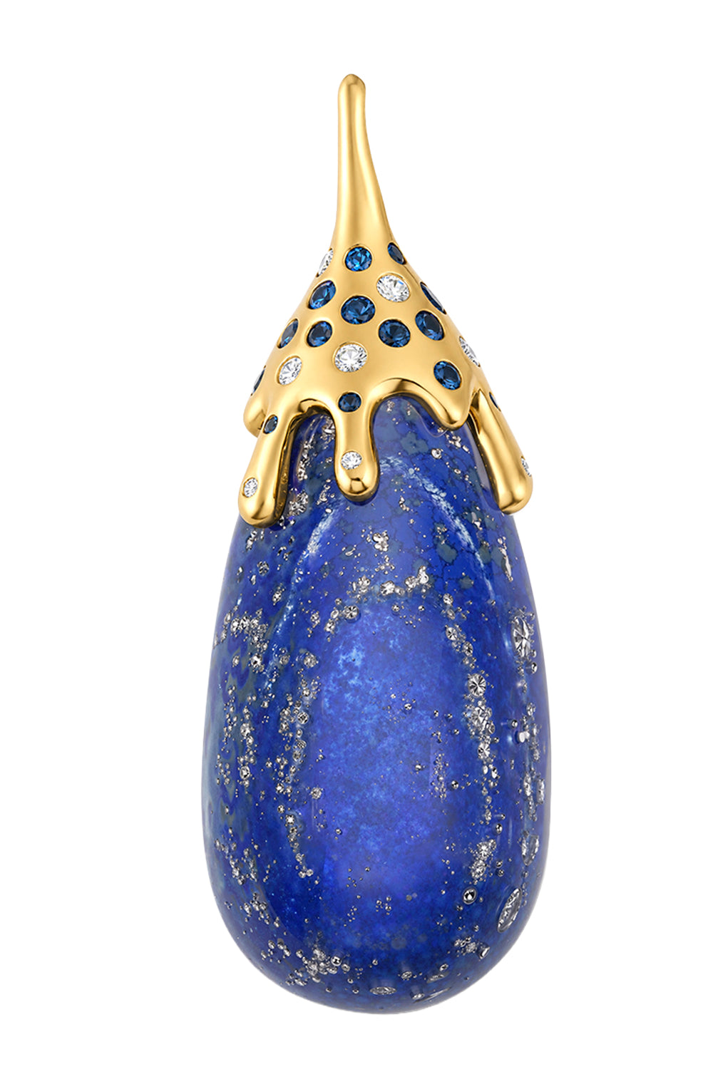 Diamond Dripping Lapis Pendant