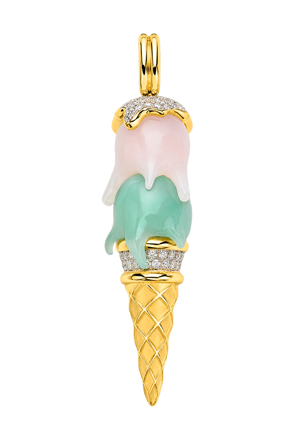 Chrysoprase Opal Diamond Cone Pendant