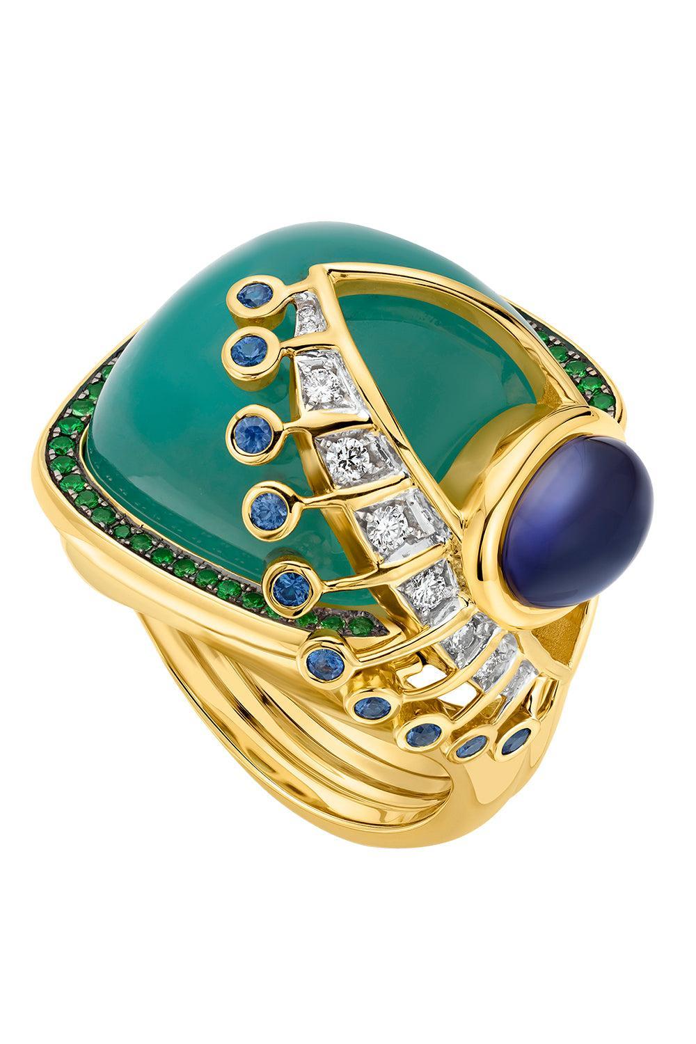 Chrysoprase Side Eye Ring-YELLOW GOLD-7-JEWELRYFINE JEWELRING-EDINA KISS