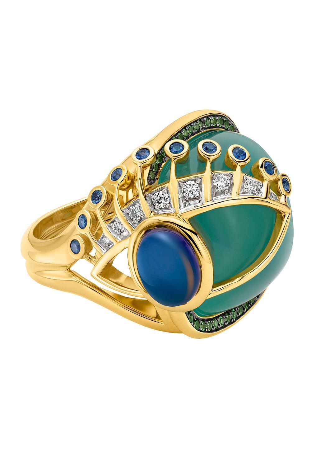 Chrysoprase Side Eye Ring-YELLOW GOLD-7-JEWELRYFINE JEWELRING-EDINA KISS