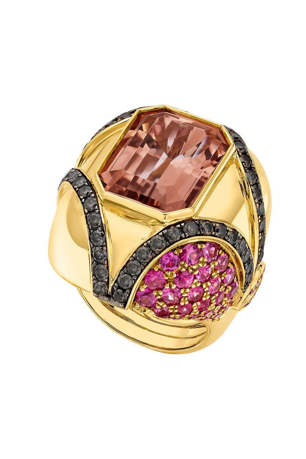 Pink Tourmaline Pink Sapphire Gemstone Ring-YELLOW GOLD-7-JEWELRYFINE JEWELRING-EDINA KISS