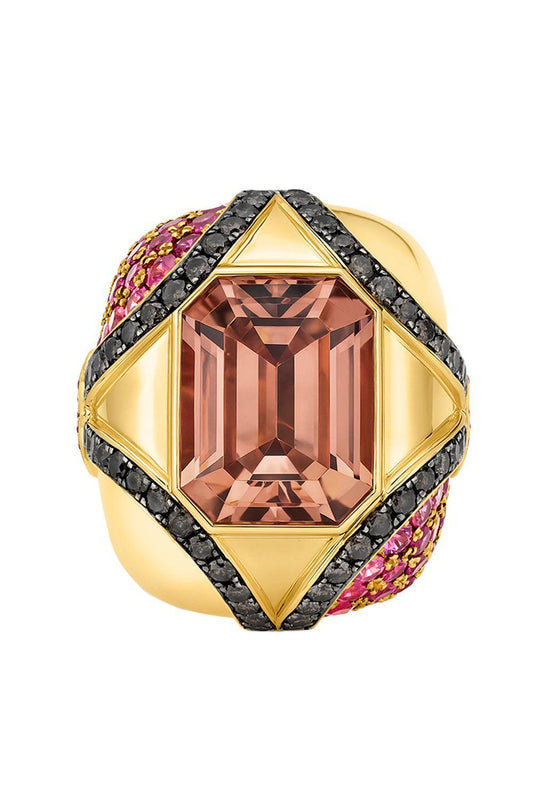 Pink Tourmaline Pink Sapphire Gemstone Ring-YELLOW GOLD-7-JEWELRYFINE JEWELRING-EDINA KISS