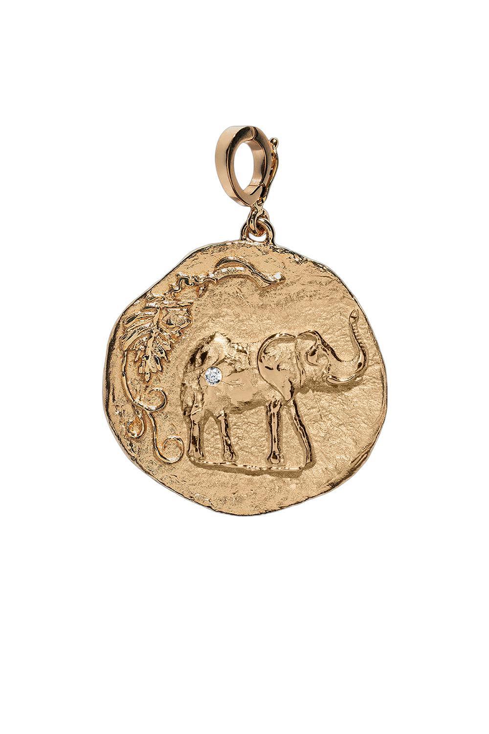 Diamond Elefante Large Coin-YELLOW GOLD-JEWELRYFINE JEWELPENDANT-AZLEE