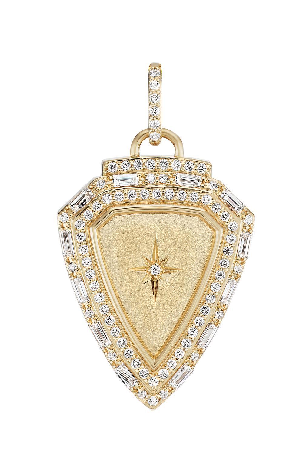Diamond Extra Large L'Imperatrice Shield Pendant-YELLOW GOLD-JEWELRYFINE JEWELPENDANT-SORELLINA
