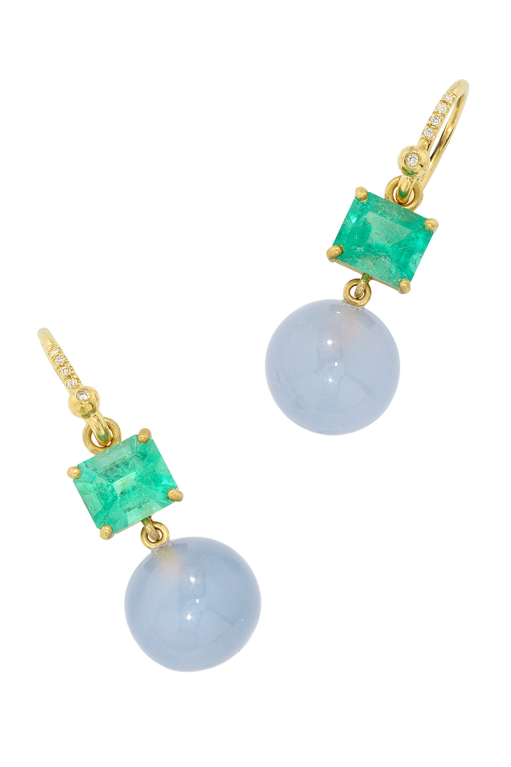 Emerald Chalcedony Gumball Earrings
