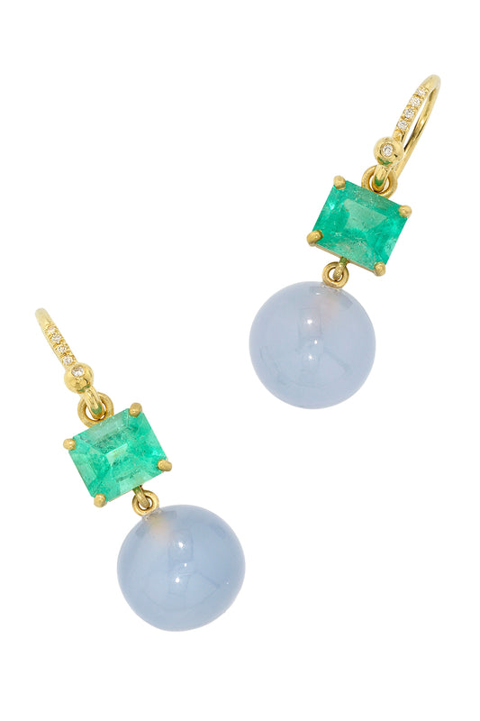 Emerald Chalcedony Gumball Earrings