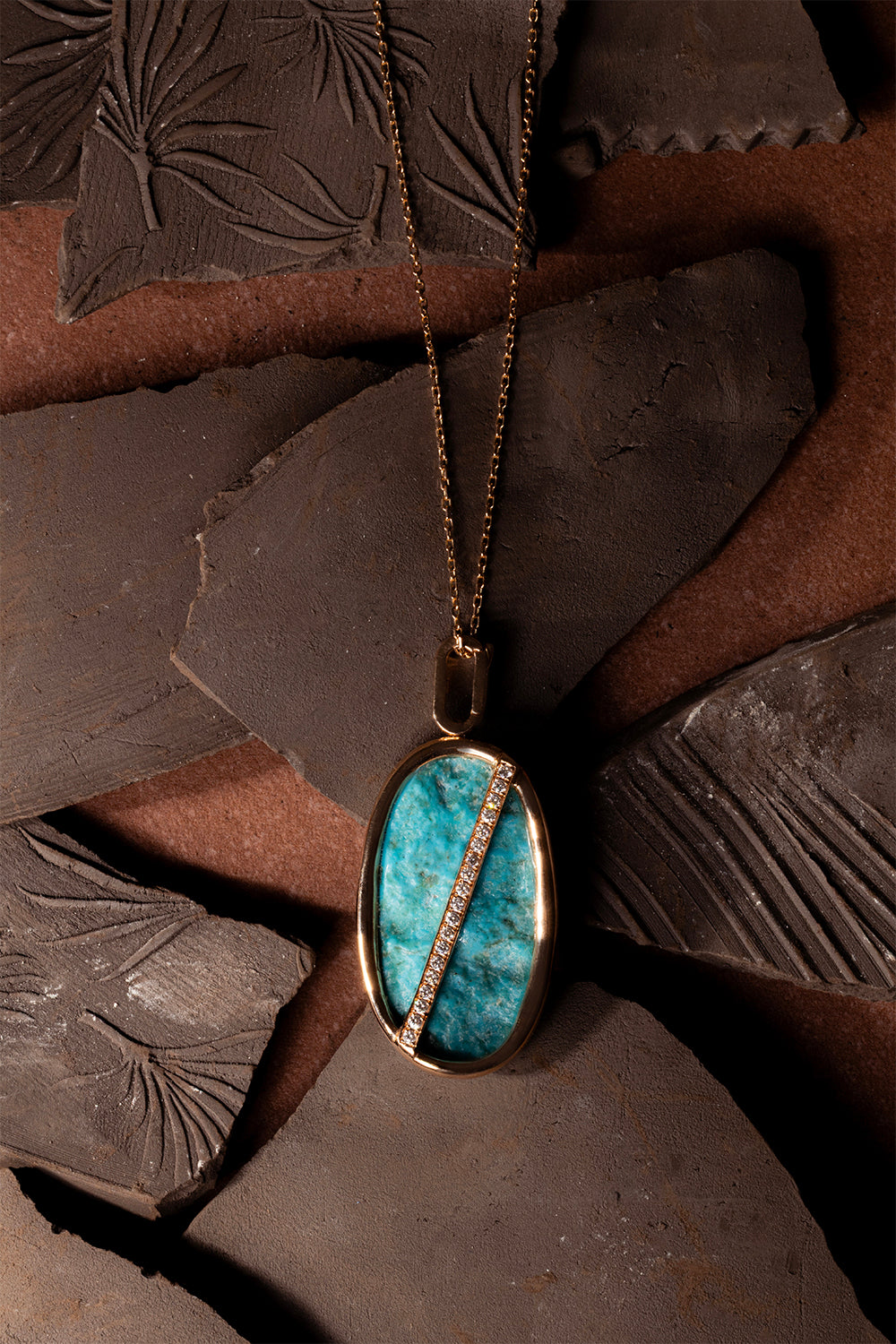 Turquoise Diamond Oval Elemental Necklace