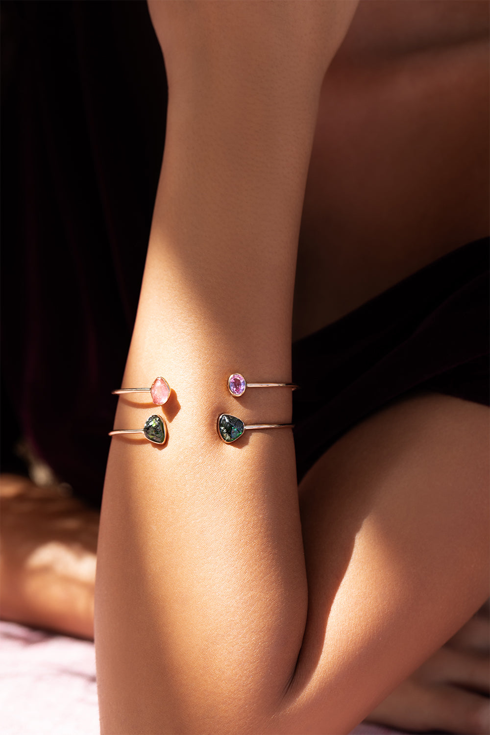 Green Tourmaline Elemental Cuff Bracelet