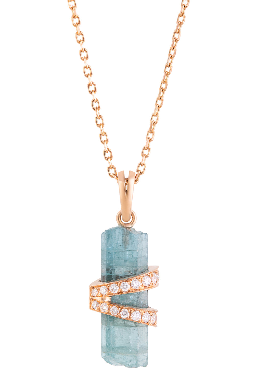 Diamond Aquamarine Medium Elemental Pendant