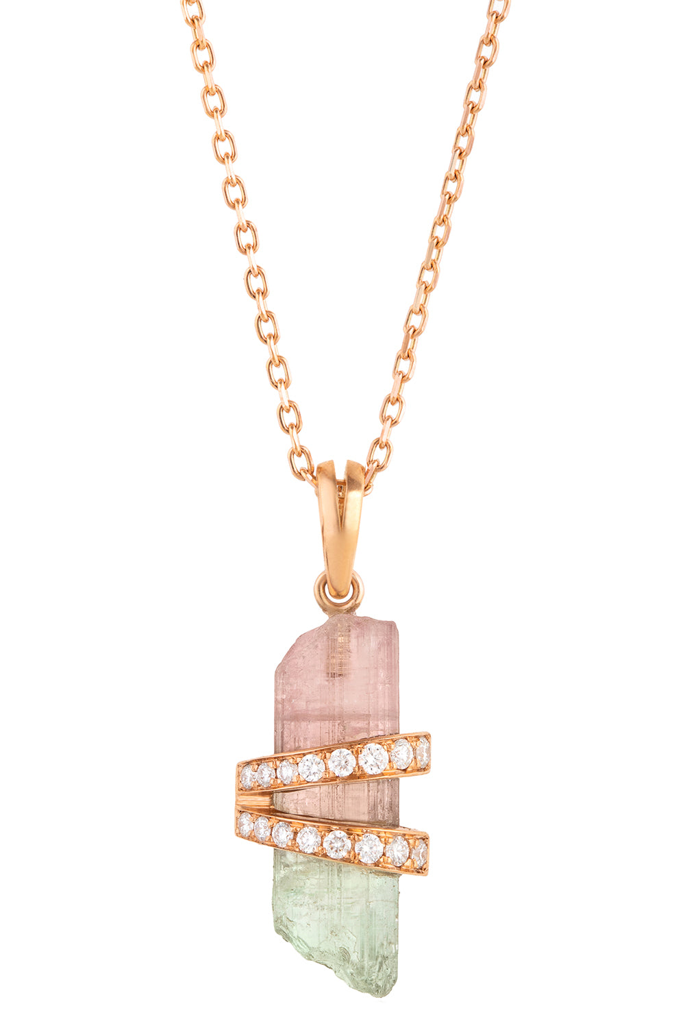 Diamond Watermelon Tourmaline Medium Elemental Pendant