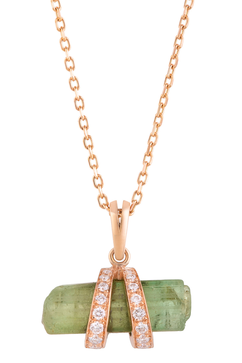 Diamond Green Tourmaline Medium Elemental Pendant
