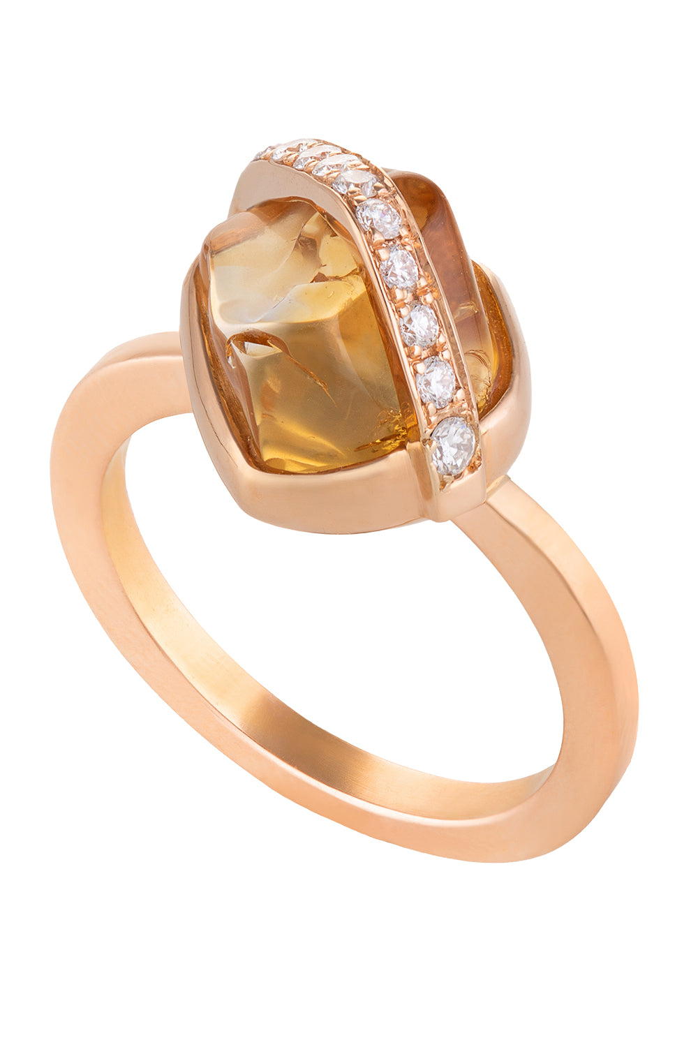 Diamond Citrine Small Elemental Ring