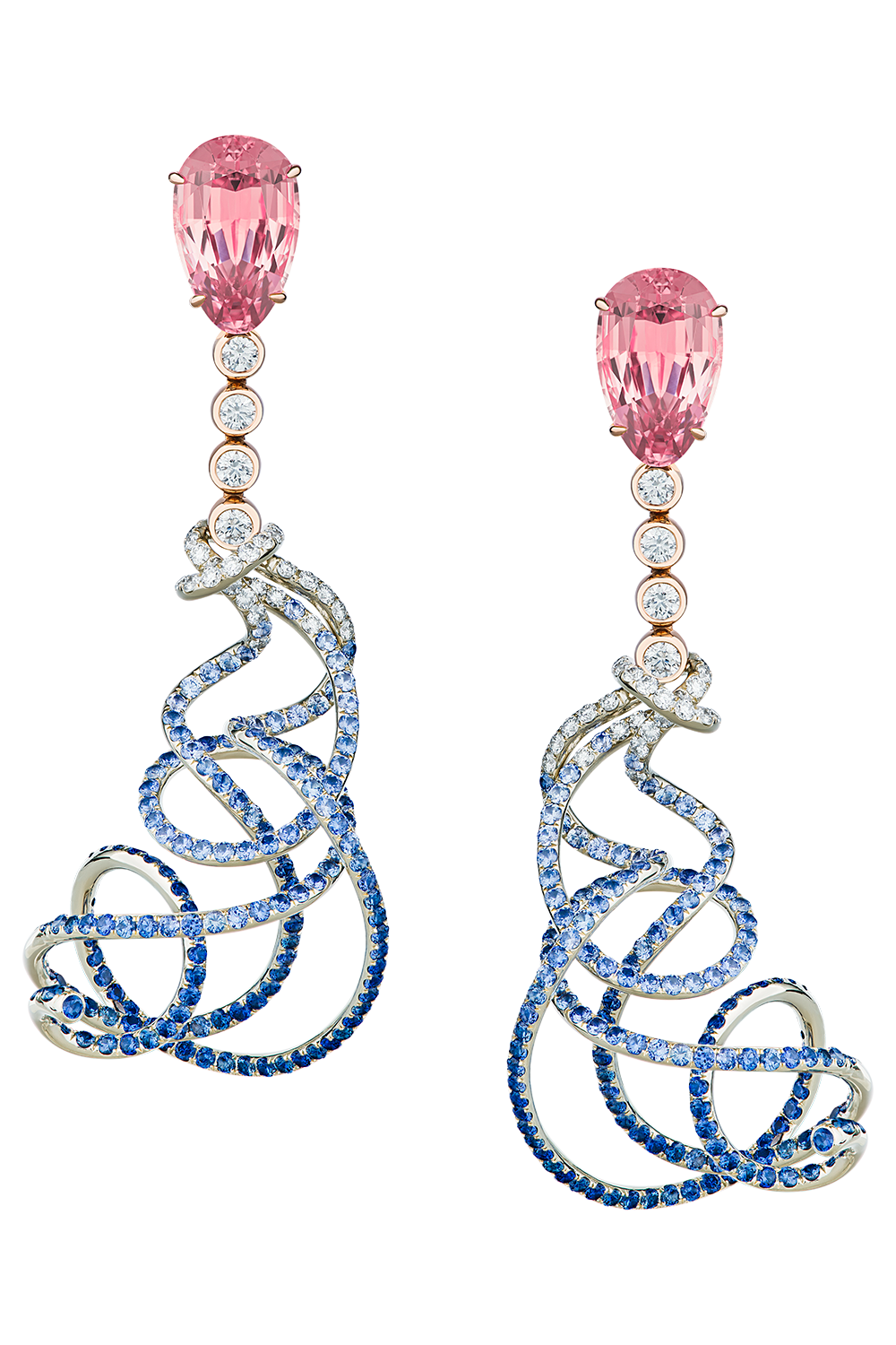 Pink Tourmaline Diamond Elpeeda Earrings-WHITE GOLD-JEWELRYFINE JEWELEARRING-NEHA DANI