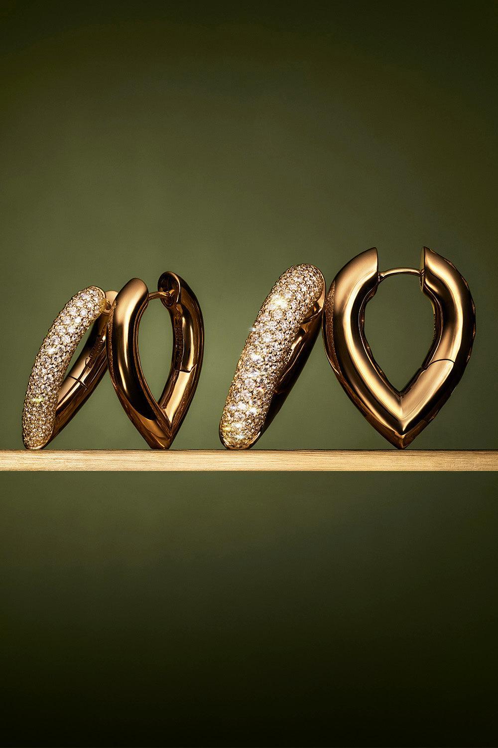 Diamond Pave Big Drop Link Earrings-YELLOW GOLD-JEWELRYFINE JEWELEARRING-ENGELBERT 1920