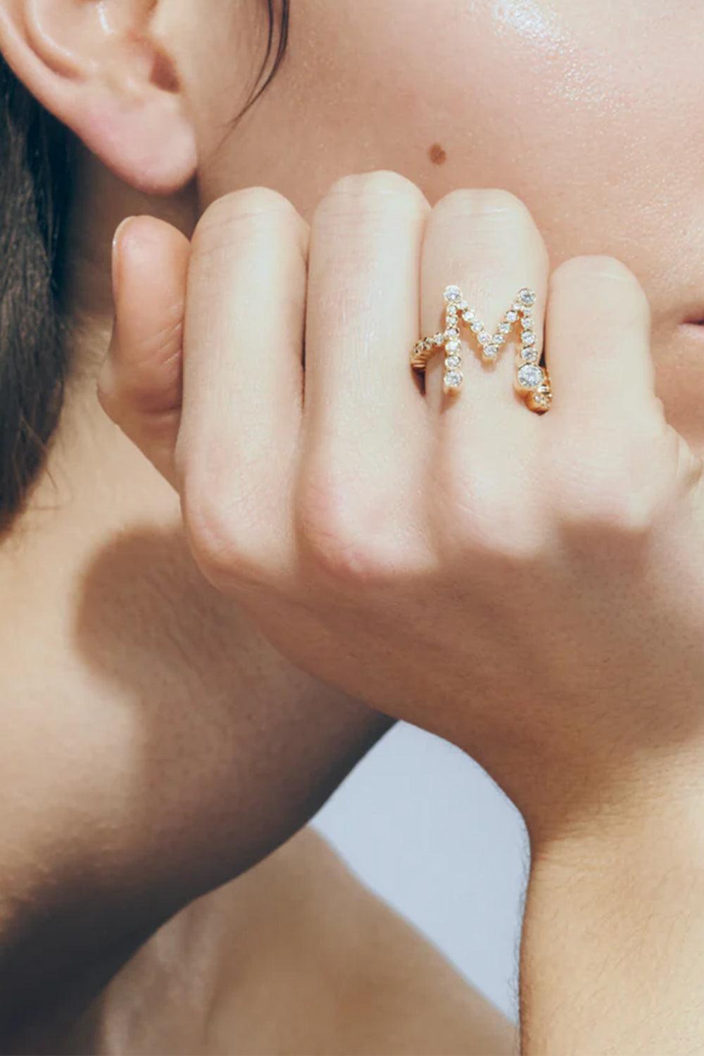 Diamond Ensemble Letter Ring-YELLOW GOLD-6.75-JEWELRYFINE JEWELRING-SOPHIE BILLE BRAHE