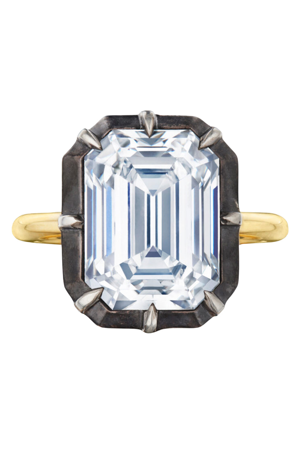 Diamond Emerald Cut Collet Ring