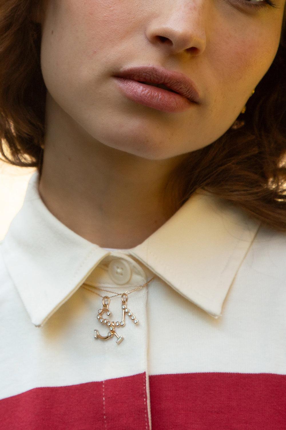 Diamond Initial Necklace - M-YELLOW GOLD-17-JEWELRYFINE JEWELNECKLACE O-MONICA RICH KOSANN