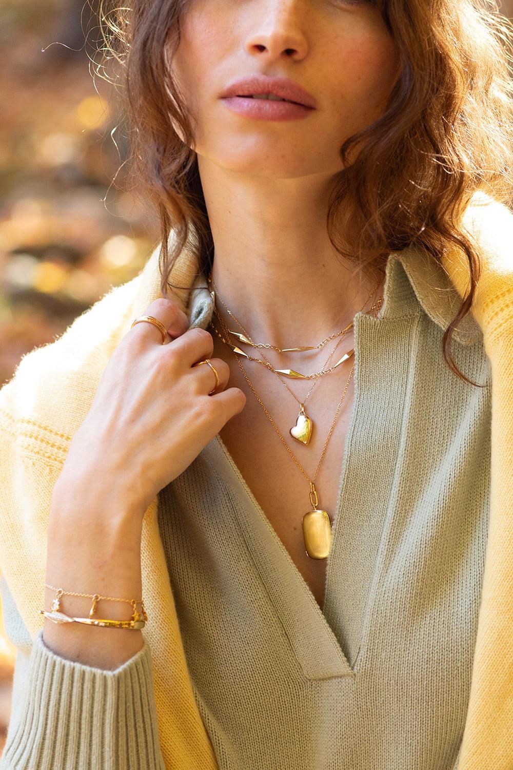 Petite Slim Heart Locket Necklace-YELLOW GOLD-17-JEWELRYFINE JEWELNECKLACE O-MONICA RICH KOSANN