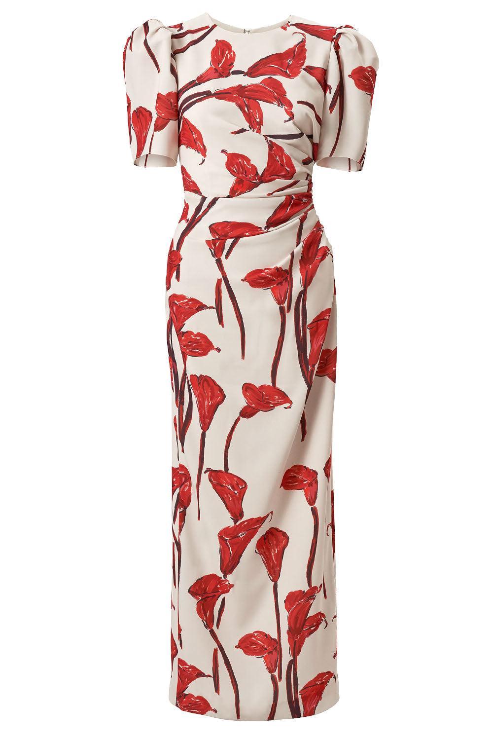 Short Sleeve Ankle Length Dress-NOVELTY-4-CLOTHINGDRESSCASUAL-CAROLINA HERRERA