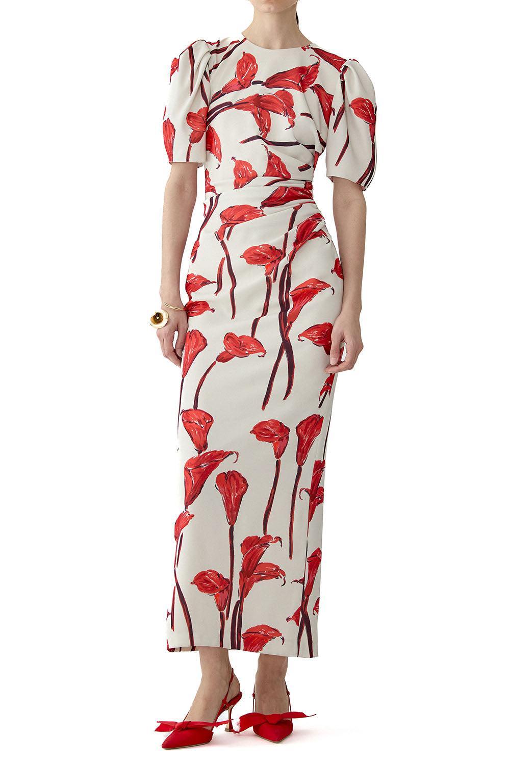 Short Sleeve Ankle Length Dress-NOVELTY-4-CLOTHINGDRESSCASUAL-CAROLINA HERRERA