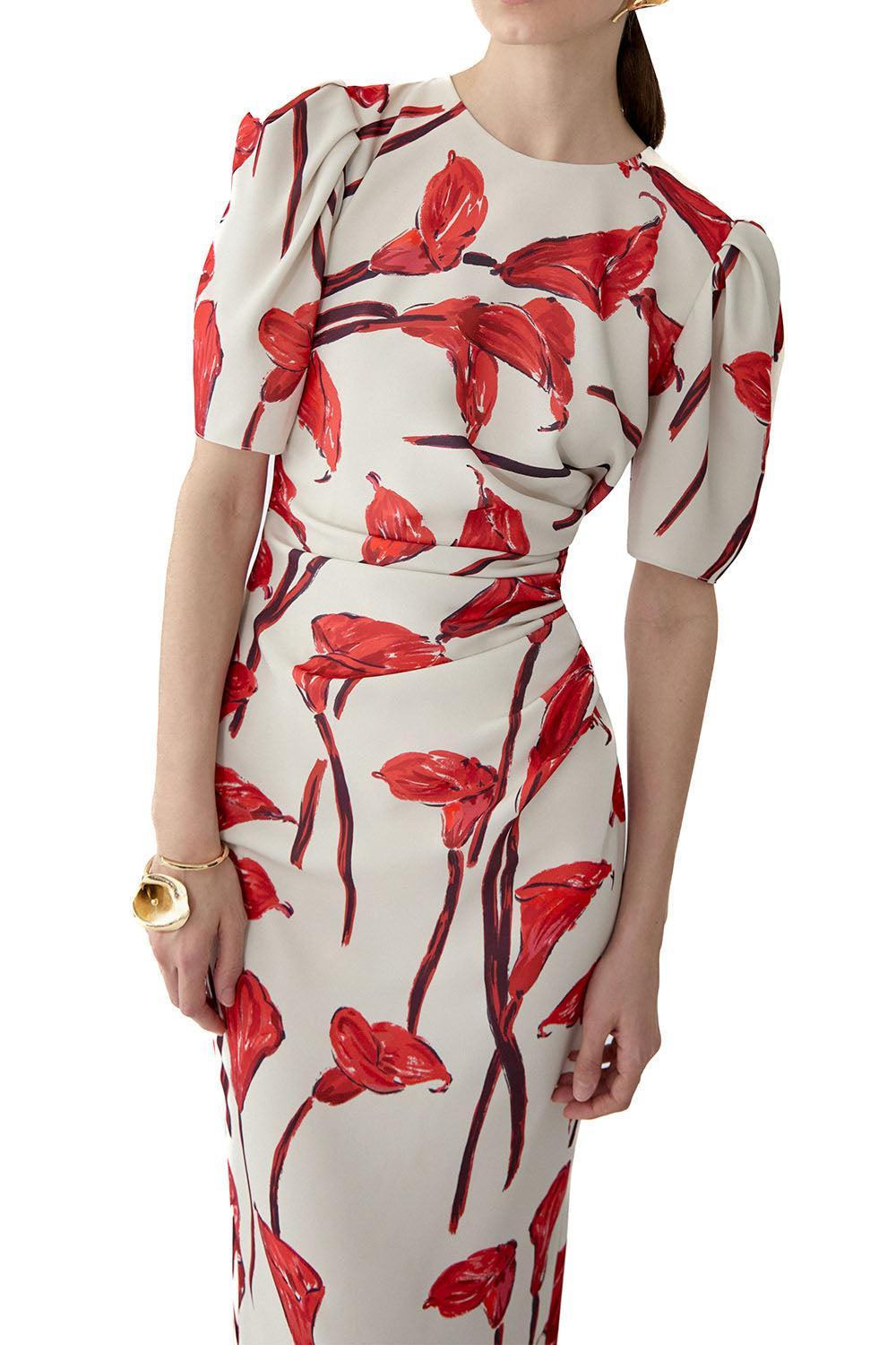 Short Sleeve Ankle Length Dress-NOVELTY-4-CLOTHINGDRESSCASUAL-CAROLINA HERRERA