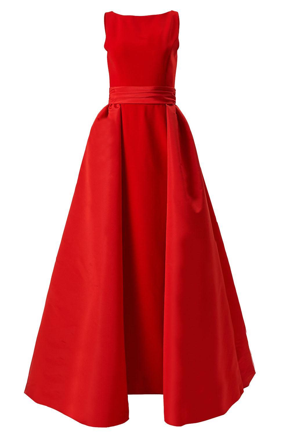 Sleeveless Boatneck Gown-RED-4-CLOTHINGDRESSGOWN-CAROLINA HERRERA