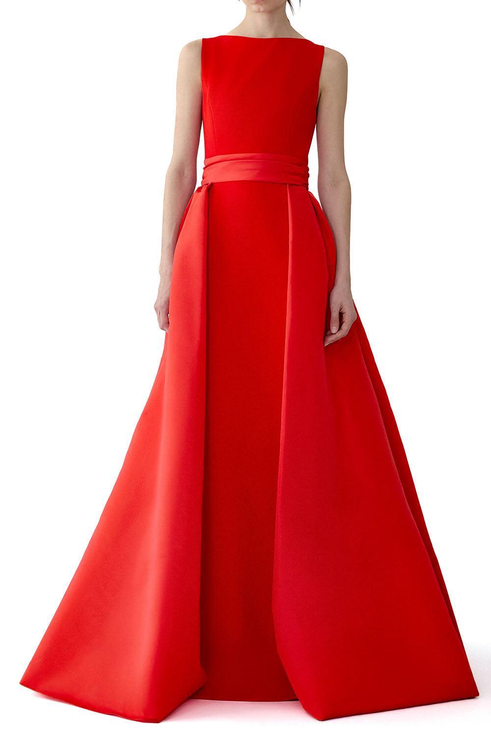Sleeveless Boatneck Gown-RED-4-CLOTHINGDRESSGOWN-CAROLINA HERRERA